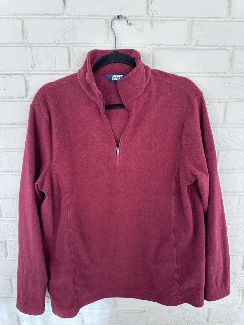 Lands’ End Burgundy Wine 1/4 Zip Pullover Fleece Women’s L